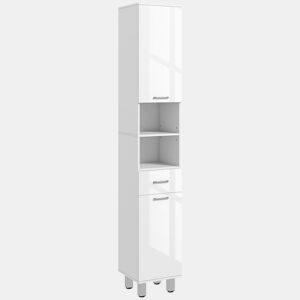 kleankin Coluna Casa de Banho Moderna Coluna Casa de banho com 1 Gaveta 3 Prateleiras Ajustáveis e 2 Armários Móvel Auxiliar de Armazenamento para Casa de Banho 30x30x180 cm Branco