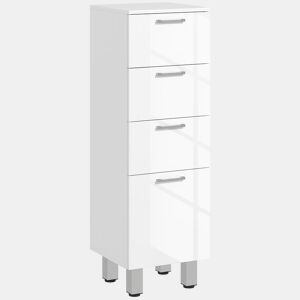 kleankin Móvel Auxiliar Casa de Banho Moderno Armário Casa de Banho com 4 Gavetas Móvel de Armazenamento para Casa de Banho Anti-Tombo Carga Máx. 30 kg 30x30x93 cm Branco