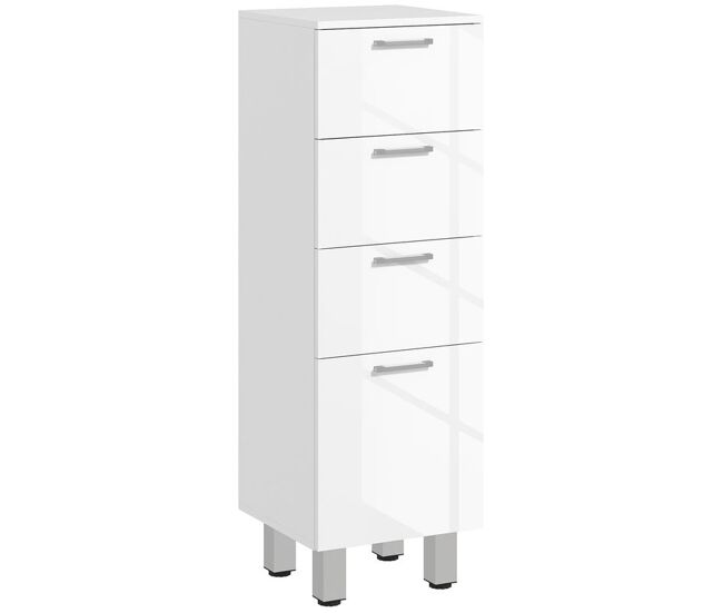 Kleankin mueble auxiliar baño moderno armario de baño con 4 cajones y 4 patas mueble de almacenaje para salón dormitorio antivuelco carga 30 kg