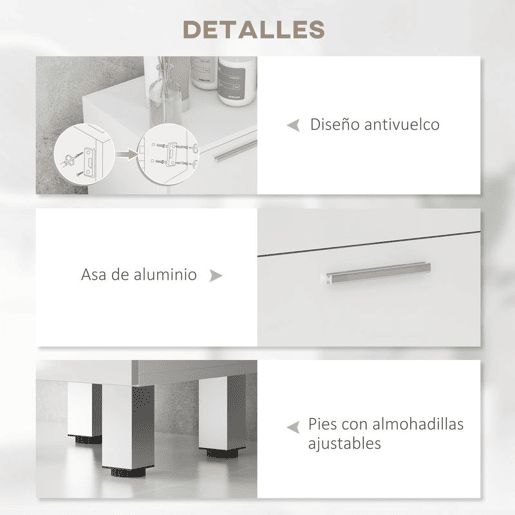 kleankin Móvel Auxiliar Casa de Banho Moderno Armário Casa de Banho com 4 Gavetas Móvel de Armazenamento para Casa de Banho Anti-Tombo Carga Máx. 30 kg 30x30x93 cm Branco