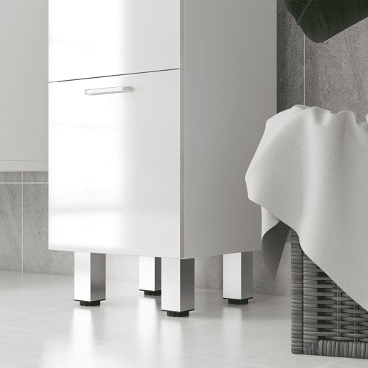 kleankin Móvel Auxiliar Casa de Banho Moderno Armário Casa de Banho com 4 Gavetas Móvel de Armazenamento para Casa de Banho Anti-Tombo Carga Máx. 30 kg 30x30x93 cm Branco
