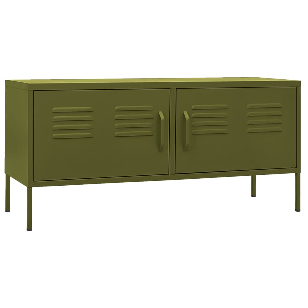 mueble para tv de acero verde oliva 105x35x50 cm