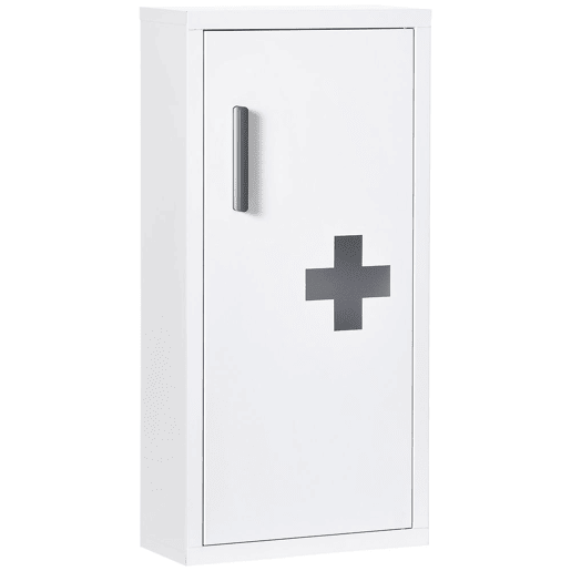 kleankin Armário Farmácia de Parede Armário de Medicamentos de Aço com 3 Níveis Porta Magnética para Cozinha Casa de Banho 30x12x60 cm Branco