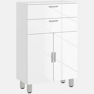 kleankin Móvel Auxiliar Casa de Banho Moderno com 2 Gavetas Armário e Prateleiras Ajustáveis Móvel de Armazenamento para Casa de Banho Carga Máxima 35 kg 60x30x93 cm Branco