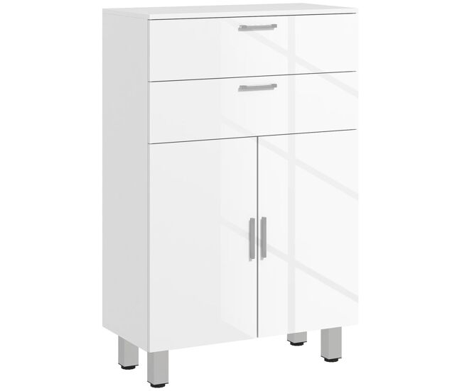 Kleankin mueble auxiliar baño moderno armario de baño con 2 cajones armario y estantes ajustables mueble de almacenaje para salón dormitorio