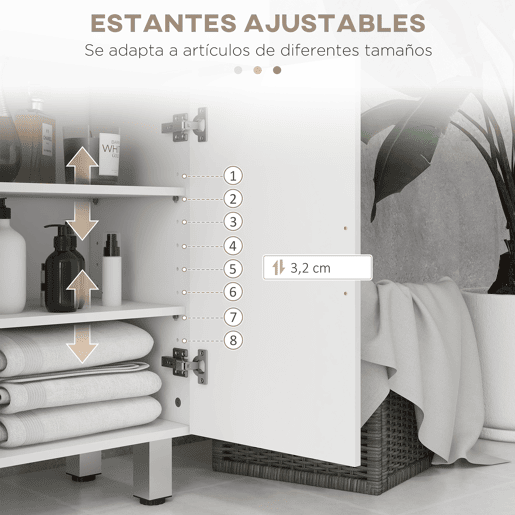 kleankin Móvel Auxiliar Casa de Banho Moderno com 2 Gavetas Armário e Prateleiras Ajustáveis Móvel de Armazenamento para Casa de Banho Carga Máxima 35 kg 60x30x93 cm Branco