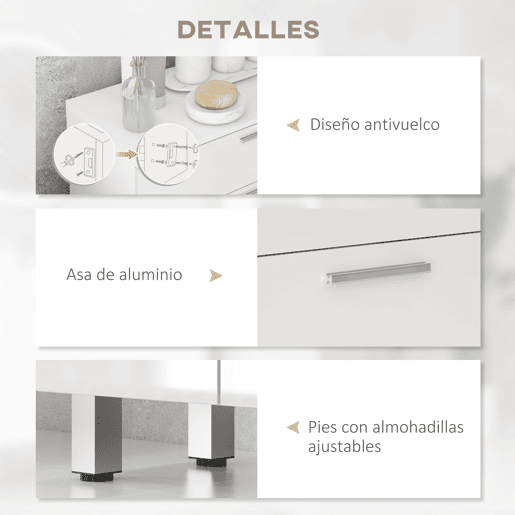 kleankin Móvel Auxiliar Casa de Banho Moderno com 2 Gavetas Armário e Prateleiras Ajustáveis Móvel de Armazenamento para Casa de Banho Carga Máxima 35 kg 60x30x93 cm Branco