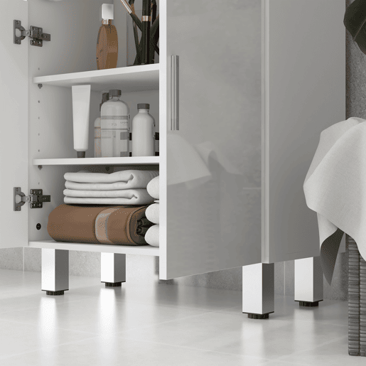 kleankin Móvel Auxiliar Casa de Banho Moderno com 2 Gavetas Armário e Prateleiras Ajustáveis Móvel de Armazenamento para Casa de Banho Carga Máxima 35 kg 60x30x93 cm Branco