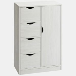 HOMCOM Armário de Sala de Estar Aparador Auxiliar com 4 Gavetas 1 Armário e Prateleira Inferior Móvel de Armazenamento Múltiuso para Dormitórios Sala de Jantar 54x29x83cm Branco