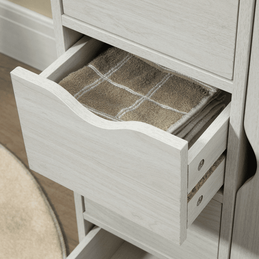 HOMCOM Armário de Sala de Estar Aparador Auxiliar com 4 Gavetas 1 Armário e Prateleira Inferior Móvel de Armazenamento Múltiuso para Dormitórios Sala de Jantar 54x29x83cm Branco
