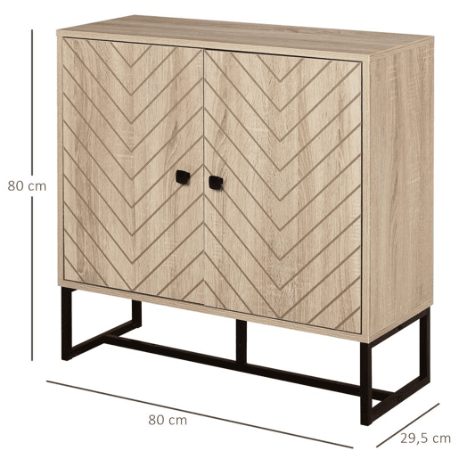 HOMCOM Aparador Sala de Estar Móvel Buffet com 2 Portas e Prateleiras Armário de Armazenamento para Sala de Jantar Dormitório Estilo Moderno 80x29,5x80 cm Madeira e Preto