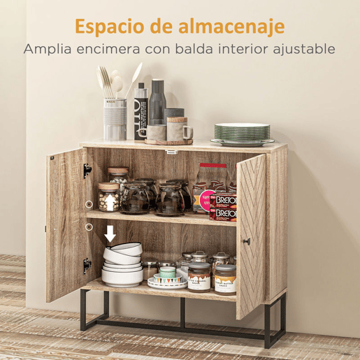 HOMCOM Aparador Sala de Estar Móvel Buffet com 2 Portas e Prateleiras Armário de Armazenamento para Sala de Jantar Dormitório Estilo Moderno 80x29,5x80 cm Madeira e Preto