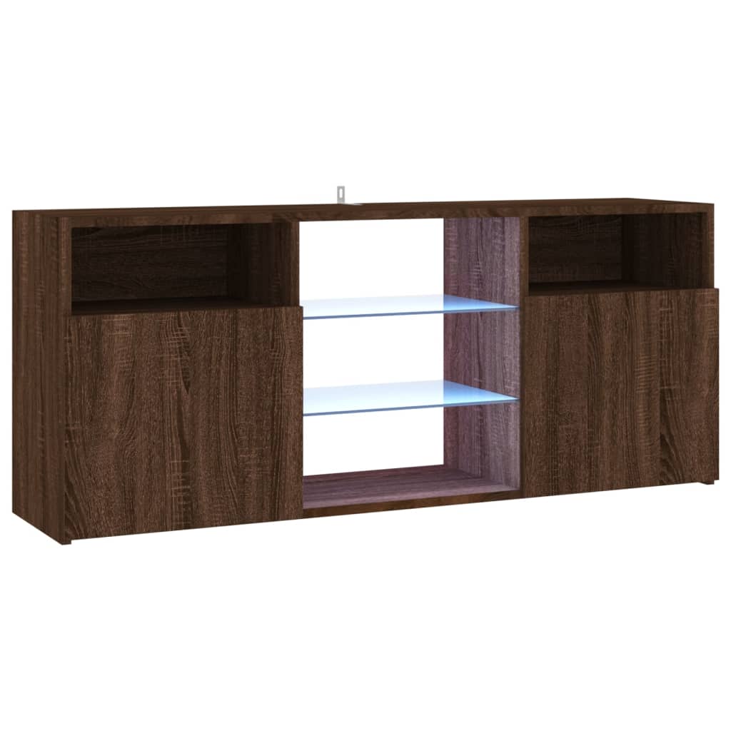 mueble de tv con luces led marron roble 120x30x50 cm