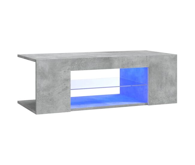Mueble de tv con luces led gris hormigón 90x39x30 cm
