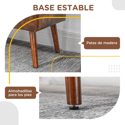 HOMCOM Banco de Pé de Cama Multifuncional Banco Pé de Cama Clássico Banco Dormitório com Pés de Madeira e Assento Acolchoado Carga 120 kg para Entrada Corredor 114x38x42 cm Marrom