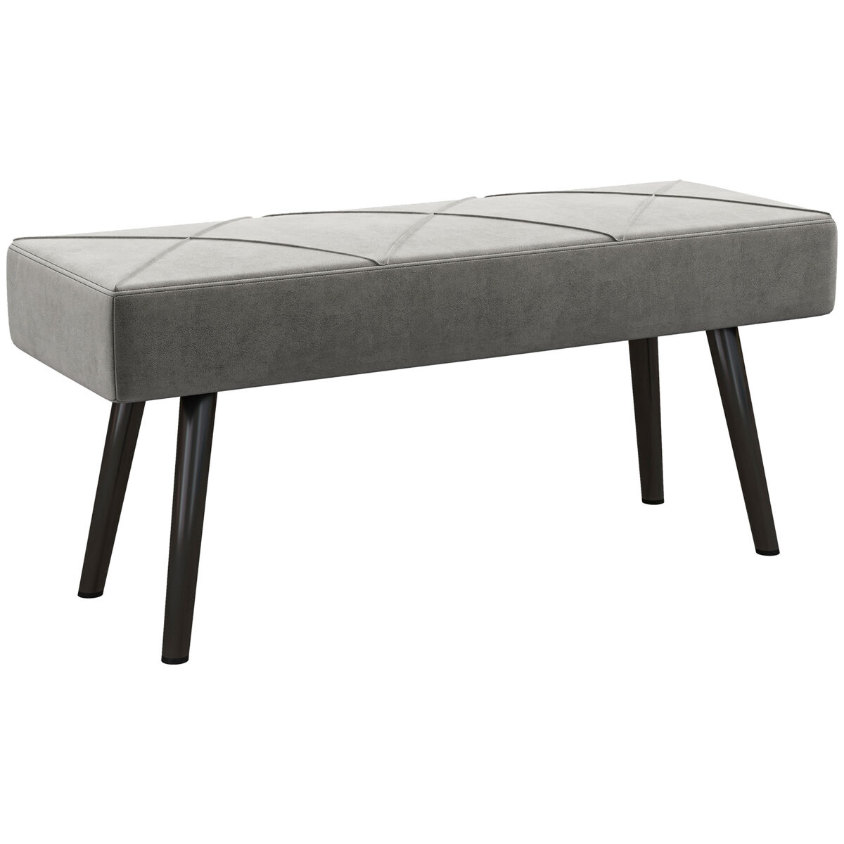 Homcom taburete pie de cama multifuncional, banco pie de cama moderno, banco dormitorio con asiento acolchado y patas de acero, carga 120 kg, para entrada, pasillo, salón, 100x36x45 cm, gris