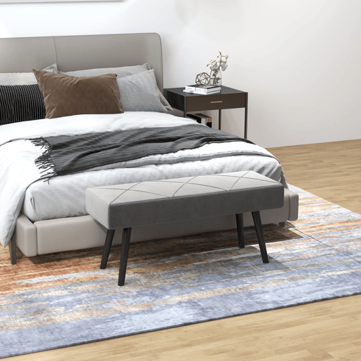 HOMCOM Banco de Pé de Cama Multifuncional Banco de Pé de Cama Moderno Banco de Dormitório com Pés de Aço e Assento Acolchoado Carga Máxima 120 kg Entrada Corredor 100x36x45 cm Cinza