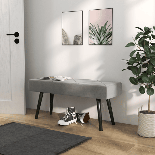 HOMCOM Banco de Pé de Cama Multifuncional Banco de Pé de Cama Moderno Banco de Dormitório com Pés de Aço e Assento Acolchoado Carga Máxima 120 kg Entrada Corredor 100x36x45 cm Cinza