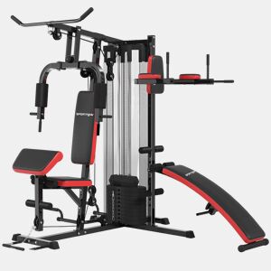 SPORTNOW Máquina Multi Estação de Musculação Ajustável Multi Estação de Musculação com Placas de Peso de 45 kg Carga Máxima 110 kg para Treino em Casa Ginásio 225x175x200 cm Preto