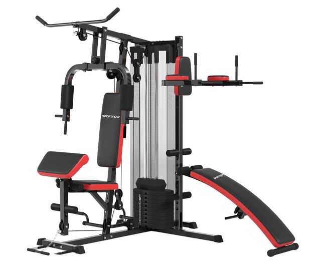 Sportnow máquina multiestación musculación para casa ajustable multiestación de musculación con placas de peso de 45 kg para entrenamiento fitness en