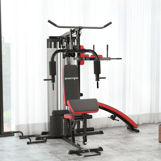 SPORTNOW Máquina Multi Estação de Musculação Ajustável Multi Estação de Musculação com Placas de Peso de 45 kg Carga Máxima 110 kg para Treino em Casa Ginásio 225x175x200 cm Preto SPORTNOW Máquina Multi Estação de Musculação Ajustável Multi Estação de Musculação com Placas de Peso de 45 kg Carga Máxima 110 kg para Treino em Casa Ginásio 225x175x200 cm Preto