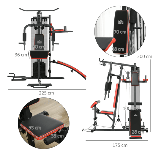SPORTNOW Máquina Multi Estação de Musculação Ajustável Multi Estação de Musculação com Placas de Peso de 45 kg Carga Máxima 110 kg para Treino em Casa Ginásio 225x175x200 cm Preto SPORTNOW Máquina Multi Estação de Musculação Ajustável Multi Estação de Musculação com Placas de Peso de 45 kg Carga Máxima 110 kg para Treino em Casa Ginásio 225x175x200 cm Preto
