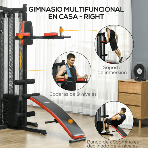 SPORTNOW Máquina Multi Estação de Musculação Ajustável Multi Estação de Musculação com Placas de Peso de 45 kg Carga Máxima 110 kg para Treino em Casa Ginásio 225x175x200 cm Preto SPORTNOW Máquina Multi Estação de Musculação Ajustável Multi Estação de Musculação com Placas de Peso de 45 kg Carga Máxima 110 kg para Treino em Casa Ginásio 225x175x200 cm Preto