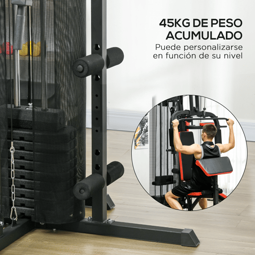 SPORTNOW Máquina Multi Estação de Musculação Ajustável Multi Estação de Musculação com Placas de Peso de 45 kg Carga Máxima 110 kg para Treino em Casa Ginásio 225x175x200 cm Preto SPORTNOW Máquina Multi Estação de Musculação Ajustável Multi Estação de Musculação com Placas de Peso de 45 kg Carga Máxima 110 kg para Treino em Casa Ginásio 225x175x200 cm Preto