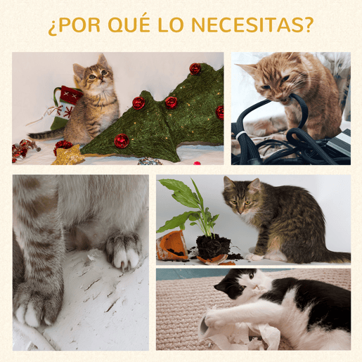 PawHut Árvore Arranhador para Gatos de 104 cm Arranhador para Gatos com Plataforma Caverna Postes de Sisal e Bola Suspensa 48x48x104 cm Bege