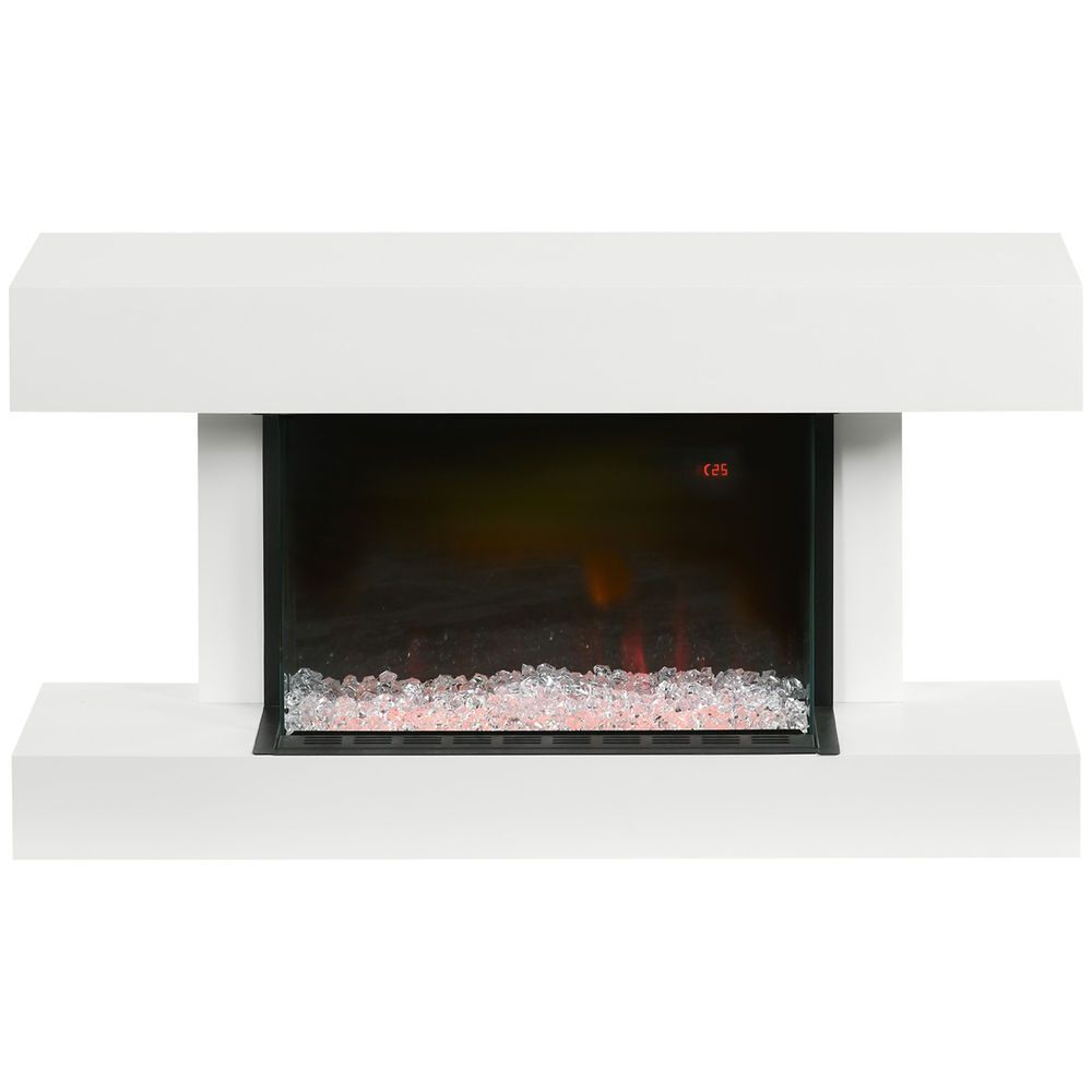 Homcom chimenea eléctrica 1000w/2000w chimenea decorativa de pared o pie con temperatura ajustable silencioso temporizador y control remoto para sala