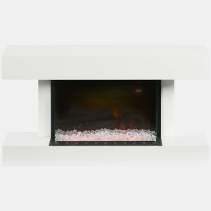 HOMCOM Lareira Elétrica 1000W2000W Lareira Elétrica de Parede com Temperatura Ajustável Silenciosa Temporizador e Controlo Remoto para Ambientes de 15-25 m² 98x27x54,5 cm Branco