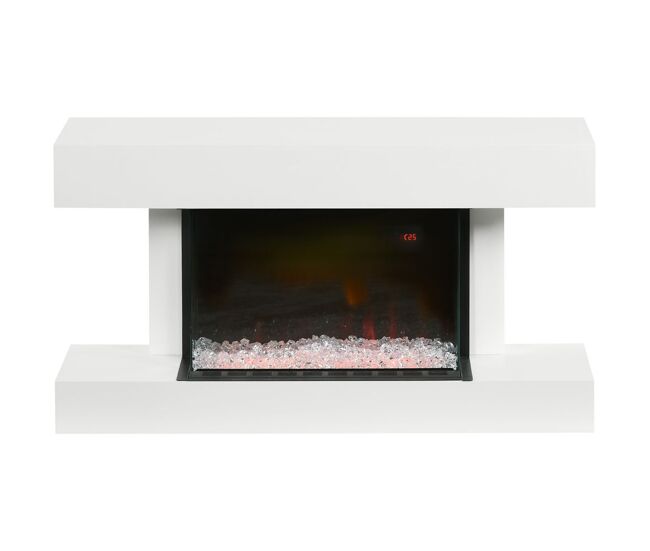 Homcom chimenea eléctrica 1000w/2000w chimenea decorativa de pared o pie con temperatura ajustable silencioso temporizador y control remoto para sala