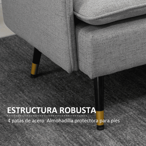 HOMCOM Sofá de 2 Lugares Sofá Moderno Estofado em Poliéster com 4 Almofadas Apoio para os Braços e Pés de Aço para Sala de Estar Escritório Carga Máxima 240 kg 139x68x80 cm Cinza