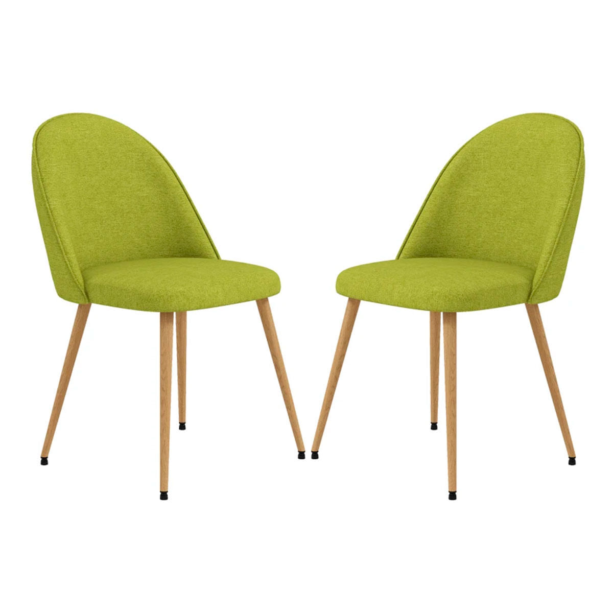 Homcom pack de 2 sillas de comedor sillas de cocina tapizadas de tela de lino con patas de acero para salón dormitorio carga 120 kg 50x52x83 cm verde