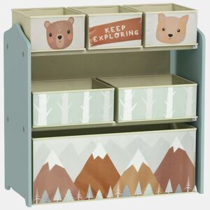 ZONEKIZ Estante para Brinquedos com 6 Caixas de Tecido não Tecido Amovíveis Organizador de Brinquedos para Crianças de 3-8 Anos para Dormitório 63x30x66 cm Verde