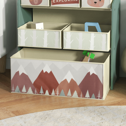 ZONEKIZ Estante para Brinquedos com 6 Caixas de Tecido não Tecido Amovíveis Organizador de Brinquedos para Crianças de 3-8 Anos para Dormitório 63x30x66 cm Verde