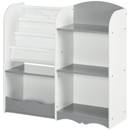 ZONEKIZ Organizador de Brinquedos Estante para Crianças com Prateleiras Abertas para Dormitório Sala de Jogos Escola Infantil 85x26x84 cm Cinza