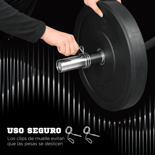 SPORTNOW Barra de Pesos de Aço 120 cm Barra Curl EZ Ø50 mm com 2 Grampos Carga 100 kg Barra Olimpica para Discos de Ø5 cm Treino em Ginásio Casa Prata e Preto