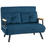 HOMCOM Sofá Cama Sofá Convertível em Cama de 2 Lugares Dobrável com Encosto Ajustável em 5 Níveis e 2 Almofadas Acolchoadas para Escritório Dormitório Sala de Estar 102x73x81 cm Azul