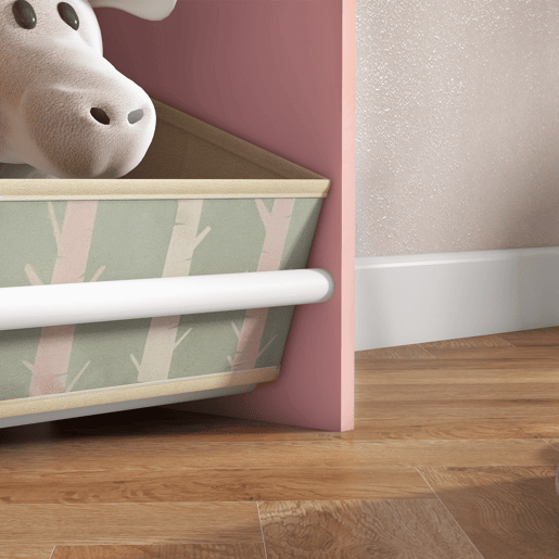 ZONEKIZ Estante para Brinquedos Organizador Infantil com Prateleiras Abertas e 2 Caixas de Tecido não Tecido Amovíveis para Sala de Jogos Dormitório Escola Infantil 62,4x26,5x90 cm Rosa