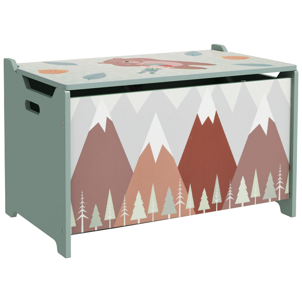 Zonekiz cajas de almacenamiento cajas de juguetes para niños de 3 a 8 años con 2 asas y estampado de osos carga 20 kg para libros ropas en dormitorio salón comedor 60x37x39 cm verde