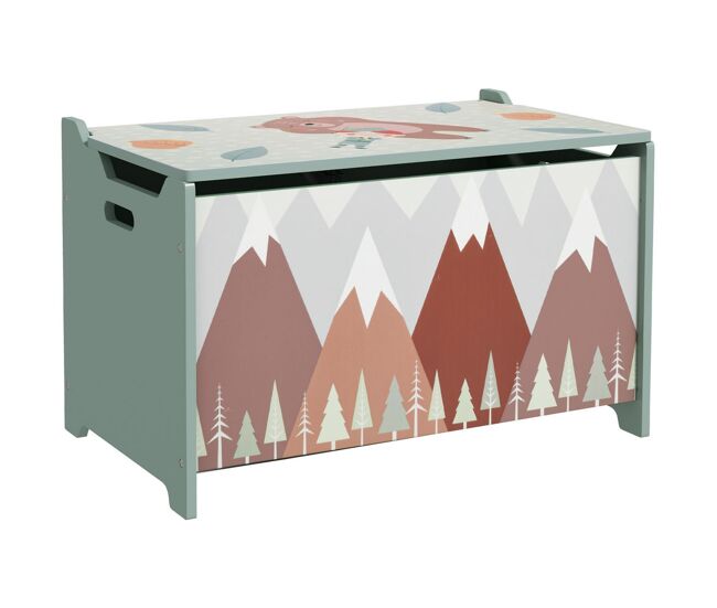 Zonekiz cajas de almacenamiento cajas de juguetes para niños de 3 a 8 años con 2 asas y estampado de osos carga 20 kg para libros ropas en dormitorio salón comedor 60x37x39 cm verde
