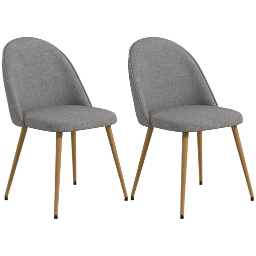 HOMCOM Conjunto de 2 Cadeiras Sala de Jantar Cadeiras de Cozinha Estofadas em Tecido de Linho com Pés de Aço para Sala de Estar Escritório Carga Máxima 120 kg 50x52x83 cm Cinza