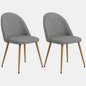 HOMCOM Conjunto de 2 Cadeiras Sala de Jantar Cadeiras de Cozinha Estofadas em Tecido de Linho com Pés de Aço para Sala de Estar Escritório Carga Máxima 120 kg 50x52x83 cm Cinza