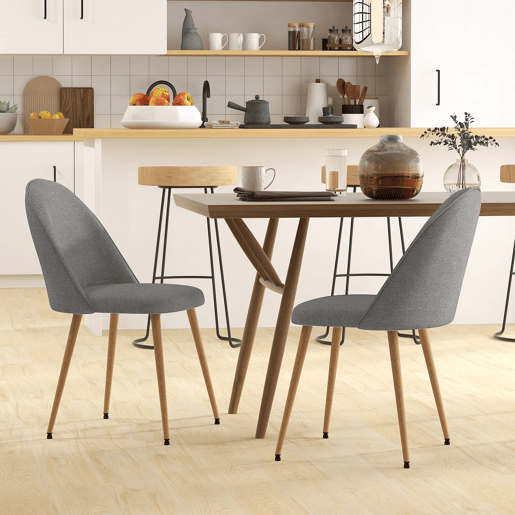 HOMCOM Conjunto de 2 Cadeiras Sala de Jantar Cadeiras de Cozinha Estofadas em Tecido de Linho com Pés de Aço para Sala de Estar Escritório Carga Máxima 120 kg 50x52x83 cm Cinza