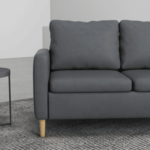 HOMCOM Sofá de 2 Lugares Sofá Moderno Estofado em Poliéster com 2 Bolsos Laterais Apoio para os braços e Pés de Madeira para Sala de Estar Escritório Carga 200 kg 143x76x83 cm Cinza