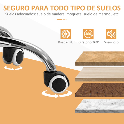 Vinsetto Cadeira de Escritório sem Braços Cadeira de Escritório Giratória Estofada em Tecido com Altura Ajustável Estilo Moderno Carga 120 kg 48x53x80-90 cm Laranja