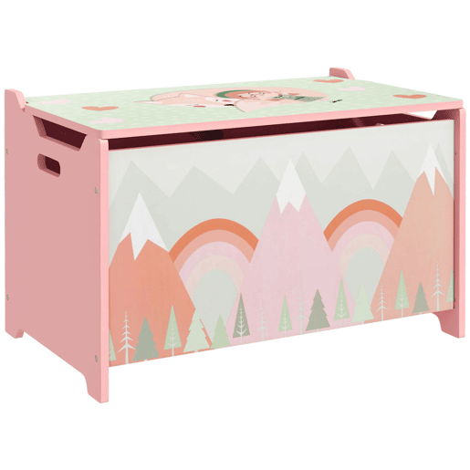 ZONEKIZ Baú de Brinquedos Organizador de Brinquedos para Crianças de 3 a 8 Anos com Estampado em Animais Carga 20 kg para Livros Roupas Dormitório Sala de Estar 60x37x39 cm Rosa