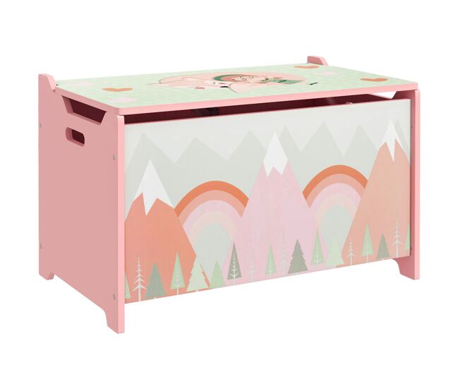 Zonekiz cajas de almacenamiento cajas de juguetes para niños de 3 a 8 años con 2 asas y estampado de zorro carga 20 kg para libros ropas en dormitorio salón comedor 60x37x39 cm rosa