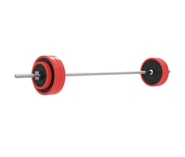 Sportnow barra de pesas 30 kg con mancuernas set de musculación con 6 discos 1,5kg 2,5kg 7kg y 1 barra para entrenamiento de fuerza levantamiento de pesas en hogar gimnasio oficina 170x26x26 cm rojo